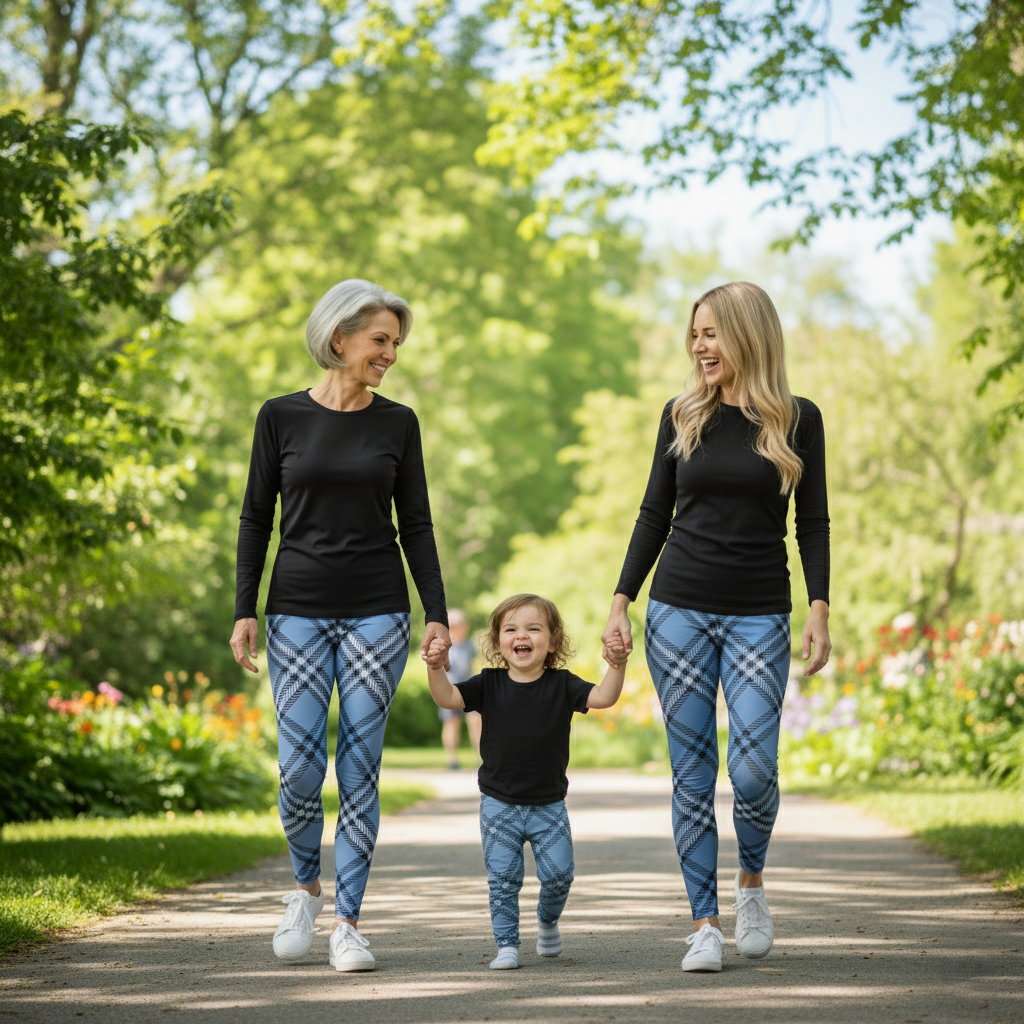 Everyday Women's Leggings - Blue Plaid