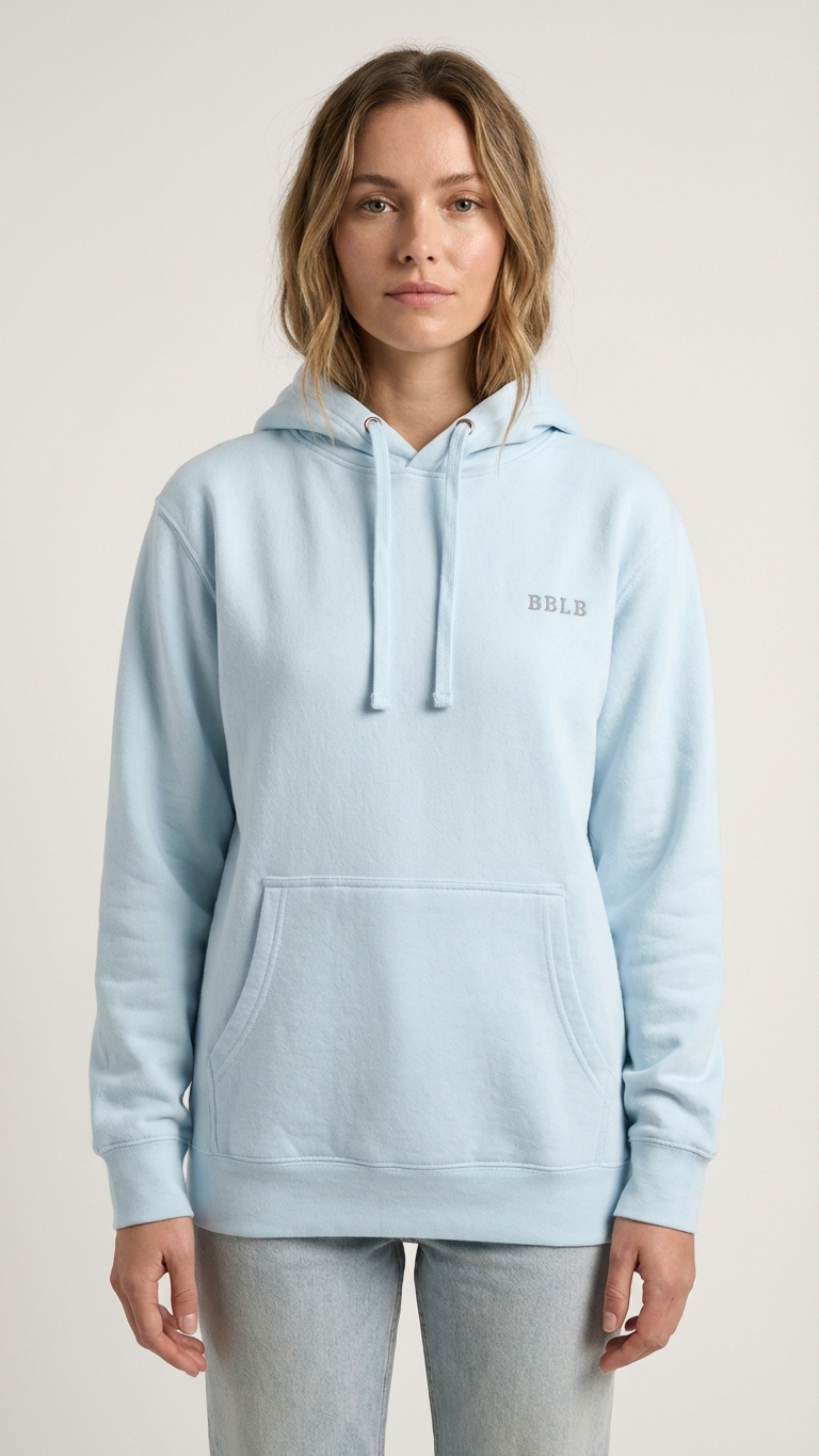 Women’s Luxury Cotton Hoodie – Powder Blue Designer Loungewear
