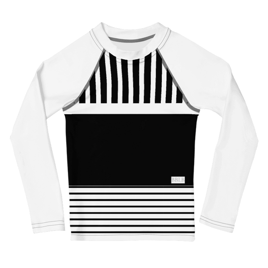 Bayside Tuxedo Kids Rash Guard – UPF 50+ Black and White Swim Shirt