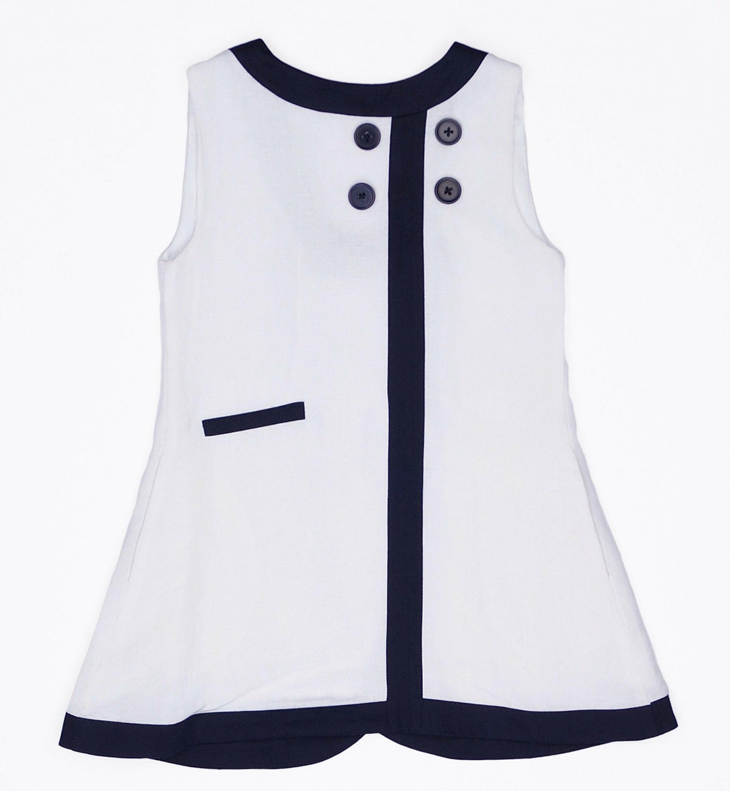 Seaside Sail DRESS - White With Navy Blue Trim