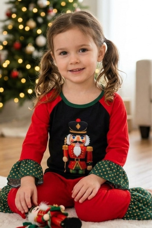 Girls Nutcracker Holiday Ruffle Pant Set