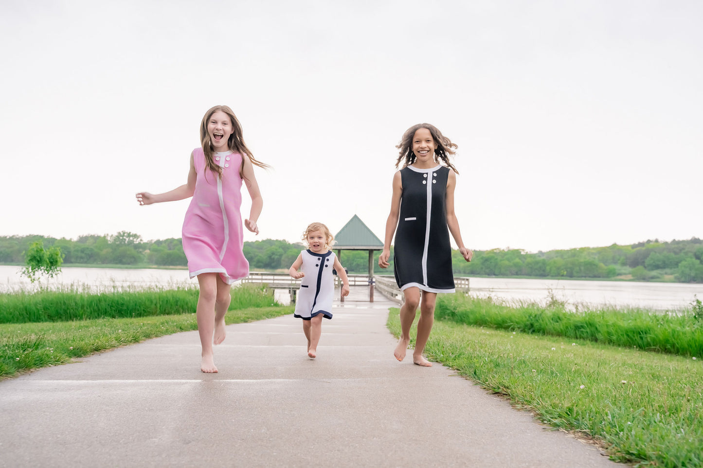 Seaside Sail DRESS - "Cotton Candy Pink" With White Trim