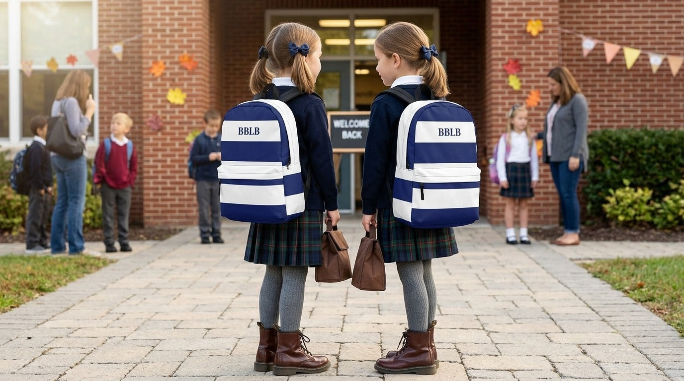 Navy & White Striped Backpack