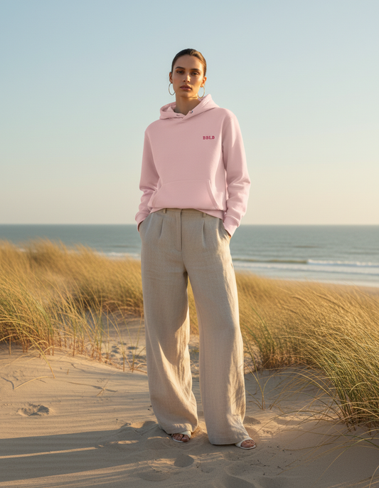 Women’s Luxury Cotton Hoodie – Soft Pink Designer Loungewear