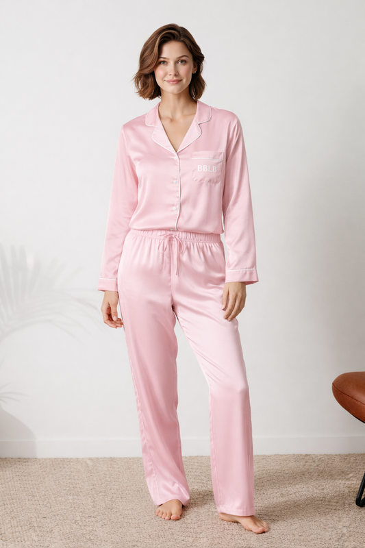 Women’s Pink With White Trim Pajama Pants - Luxury Sleepwear