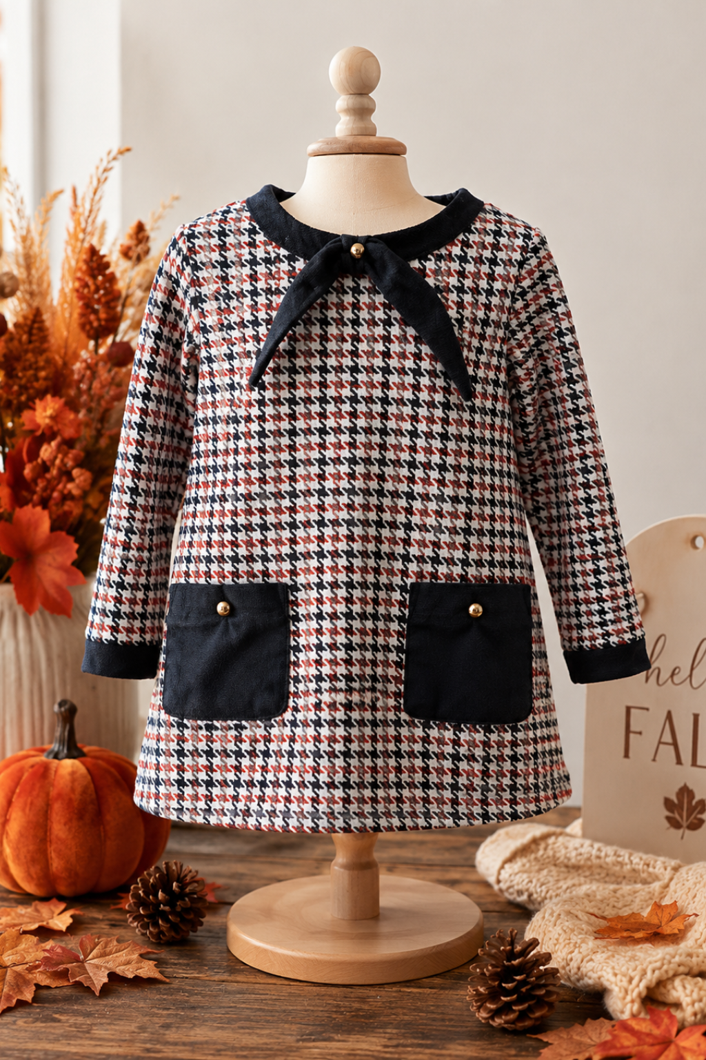 Equestrian Trot Houndstooth Dress