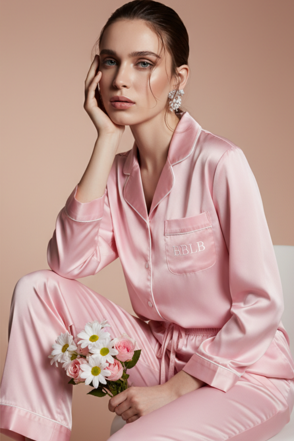 Women’s Pink With White Trim Pajama Pants - Luxury Sleepwear