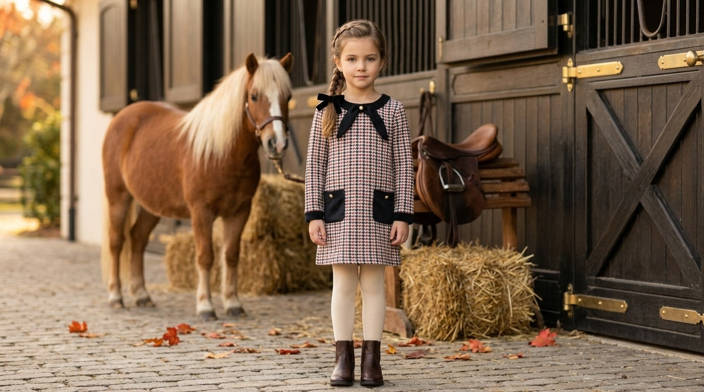 Equestrian Trot Houndstooth Dress