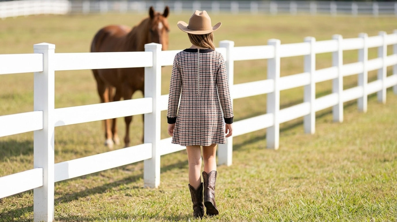 Equestrian Trot Houndstooth Dress