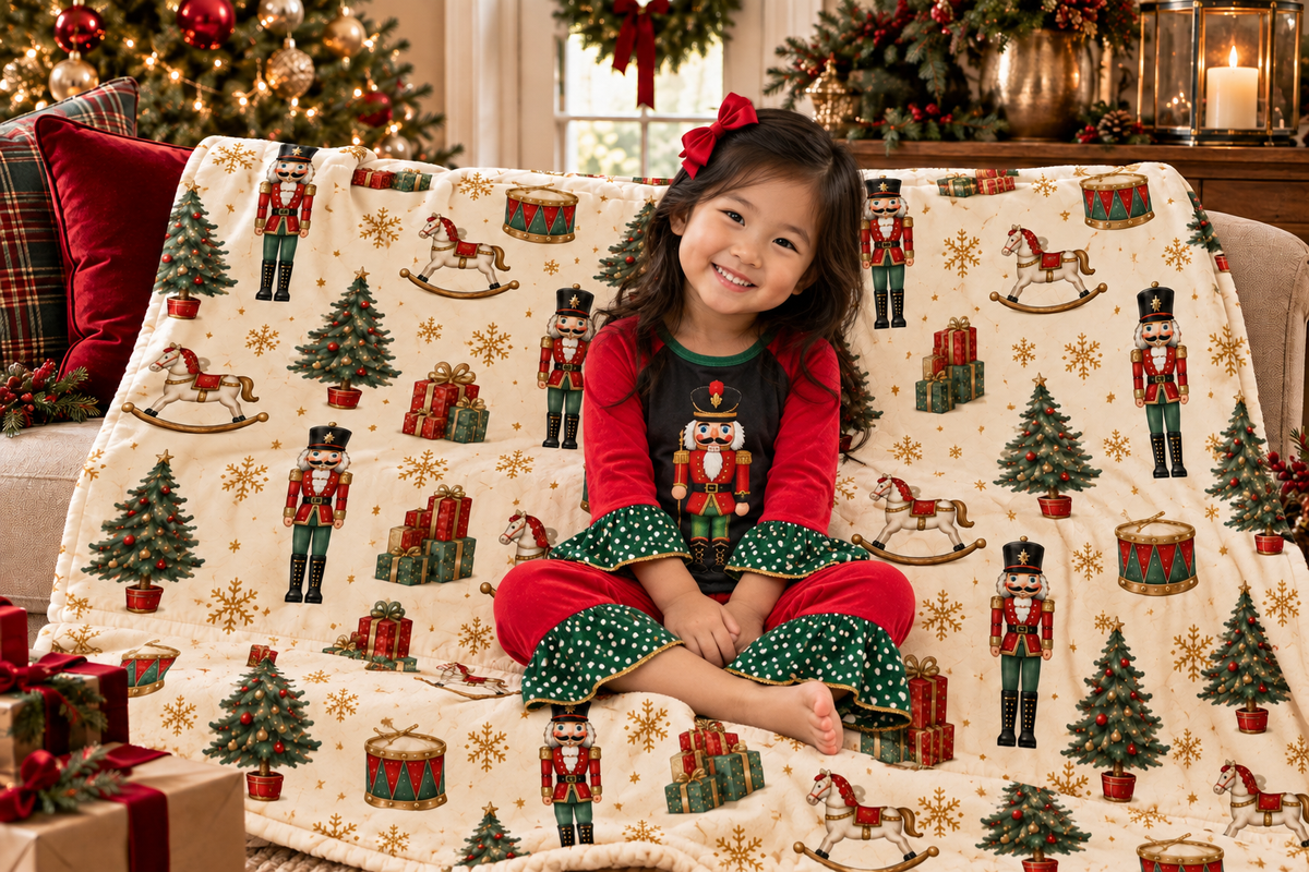 Girls Nutcracker Holiday Ruffle Pant Set
