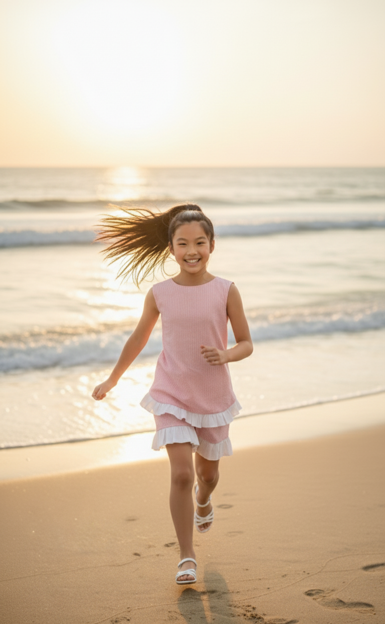 Seaside Stroll Ruffle Back TOP - Beach Rose Seersucker