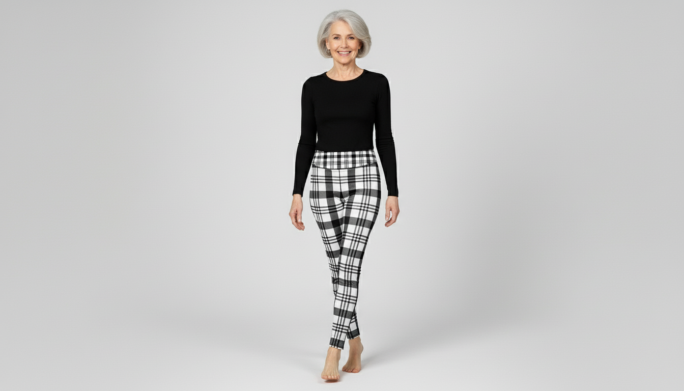Everyday Women's Leggings - Black & White Plaid