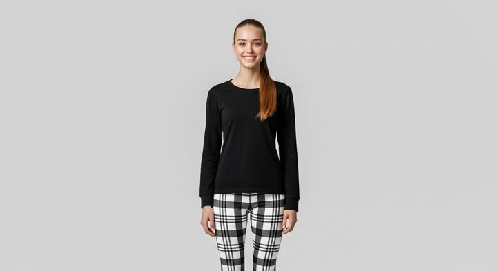 Everyday Youth Leggings - Black & White Plaid