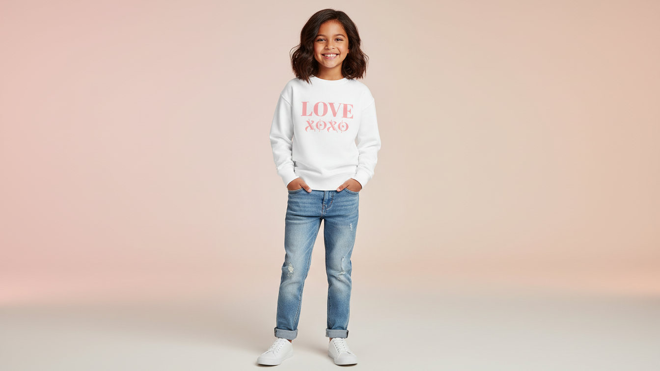 Kids Valentine's  Love Crewneck Sweatshirt