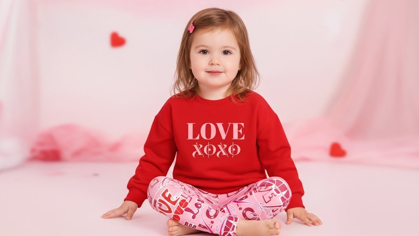 Kids Valentine's  Love Crewneck Sweatshirt