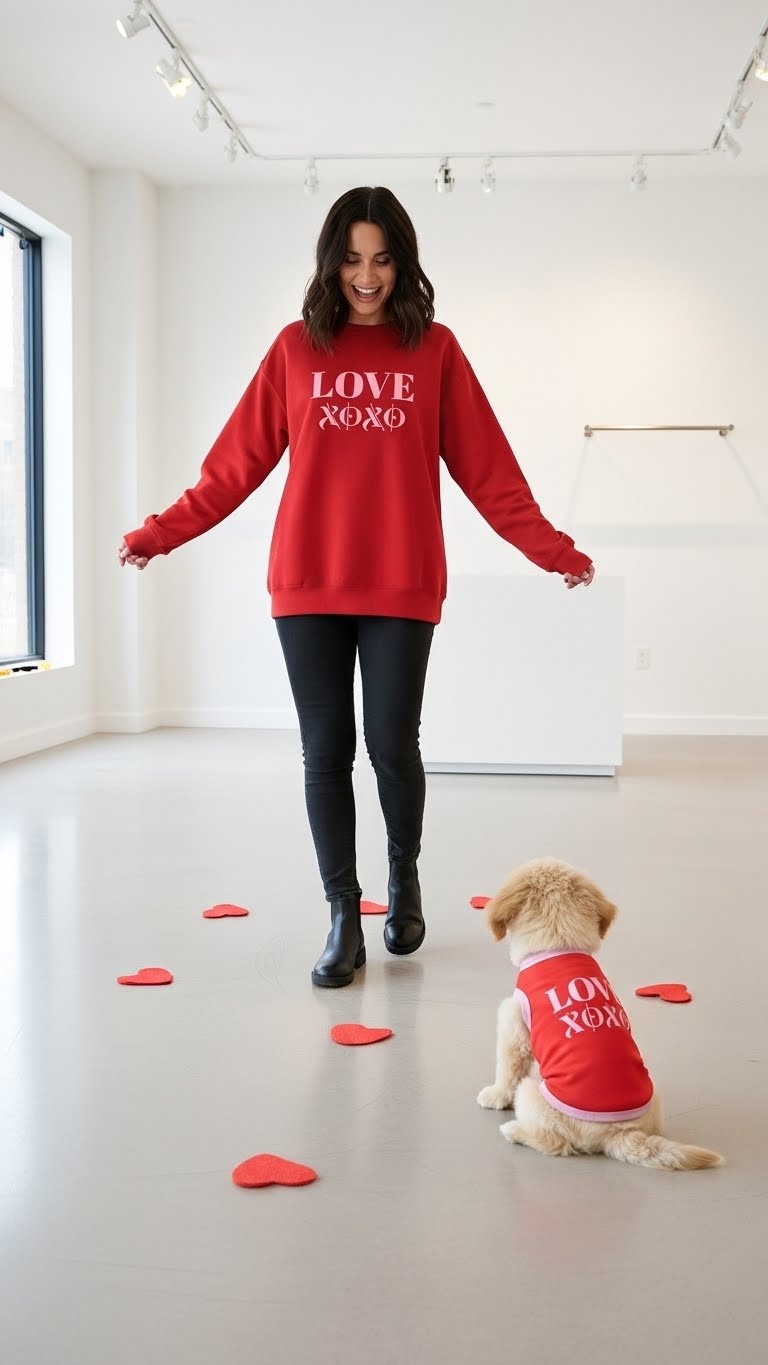 Love Valentine's Jacquard Knitted Pet Sweater