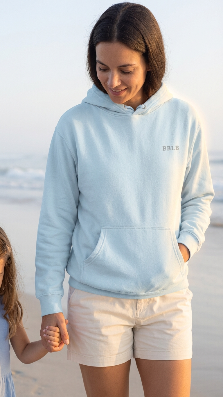 Women’s Luxury Cotton Hoodie – Powder Blue Designer Loungewear