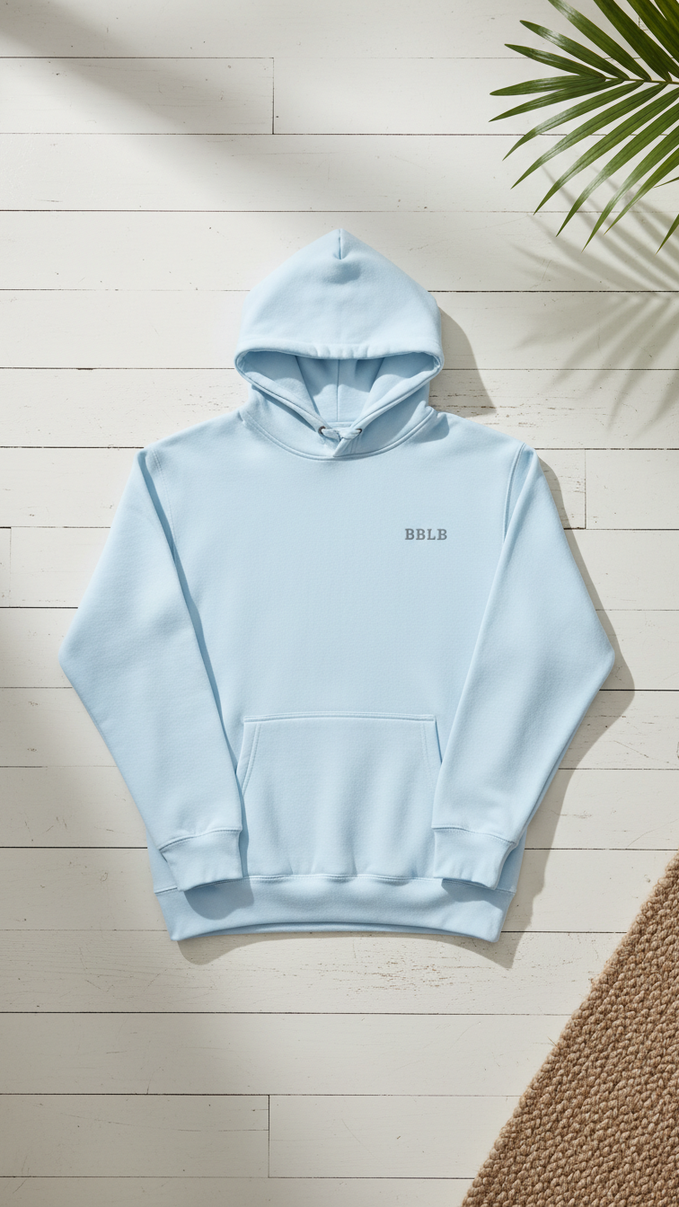 Women’s Luxury Cotton Hoodie – Powder Blue Designer Loungewear