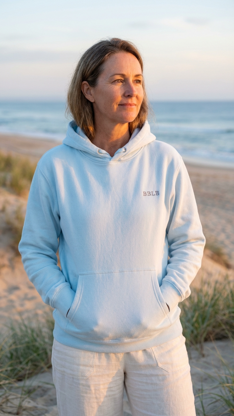 Women’s Luxury Cotton Hoodie – Powder Blue Designer Loungewear