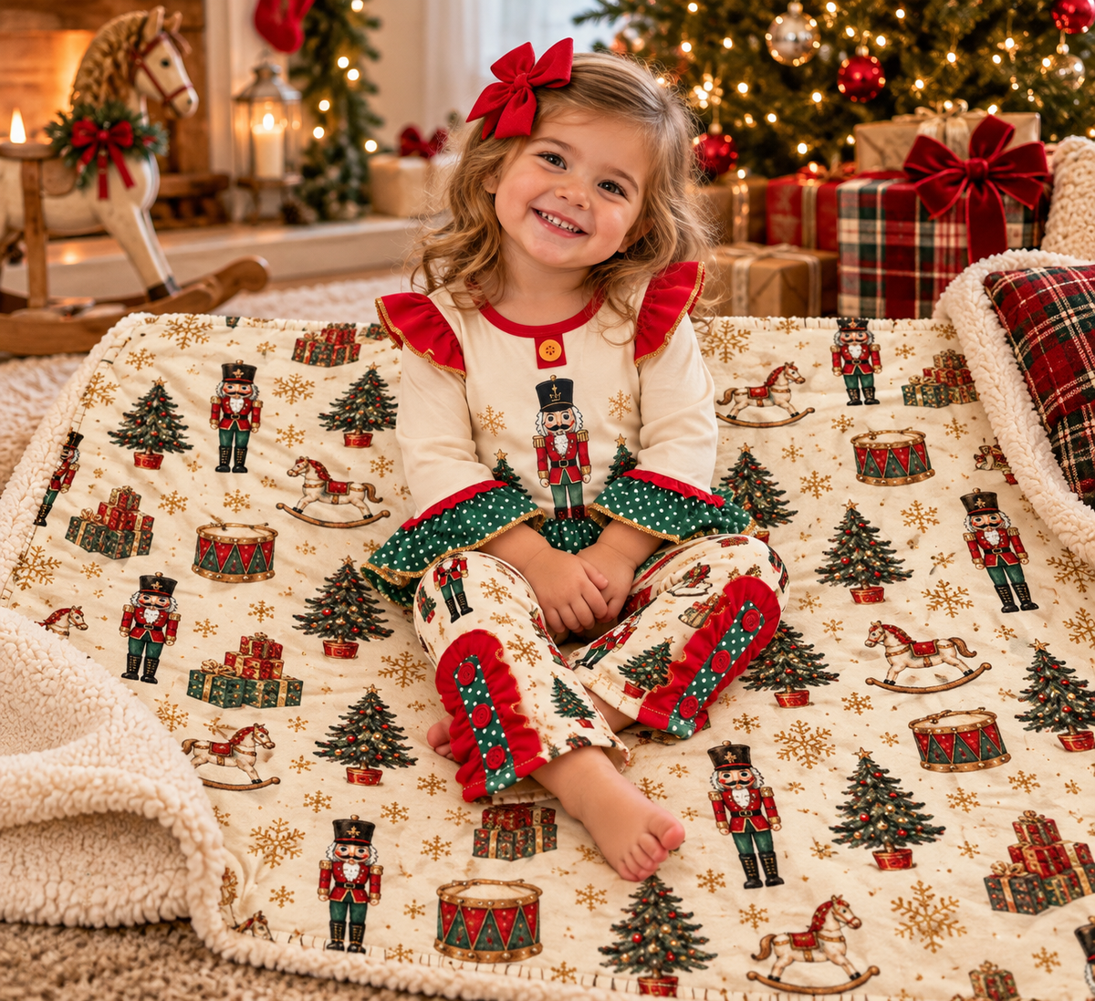 Girls Ivory Nutcracker Holiday Tunic & Legging Set