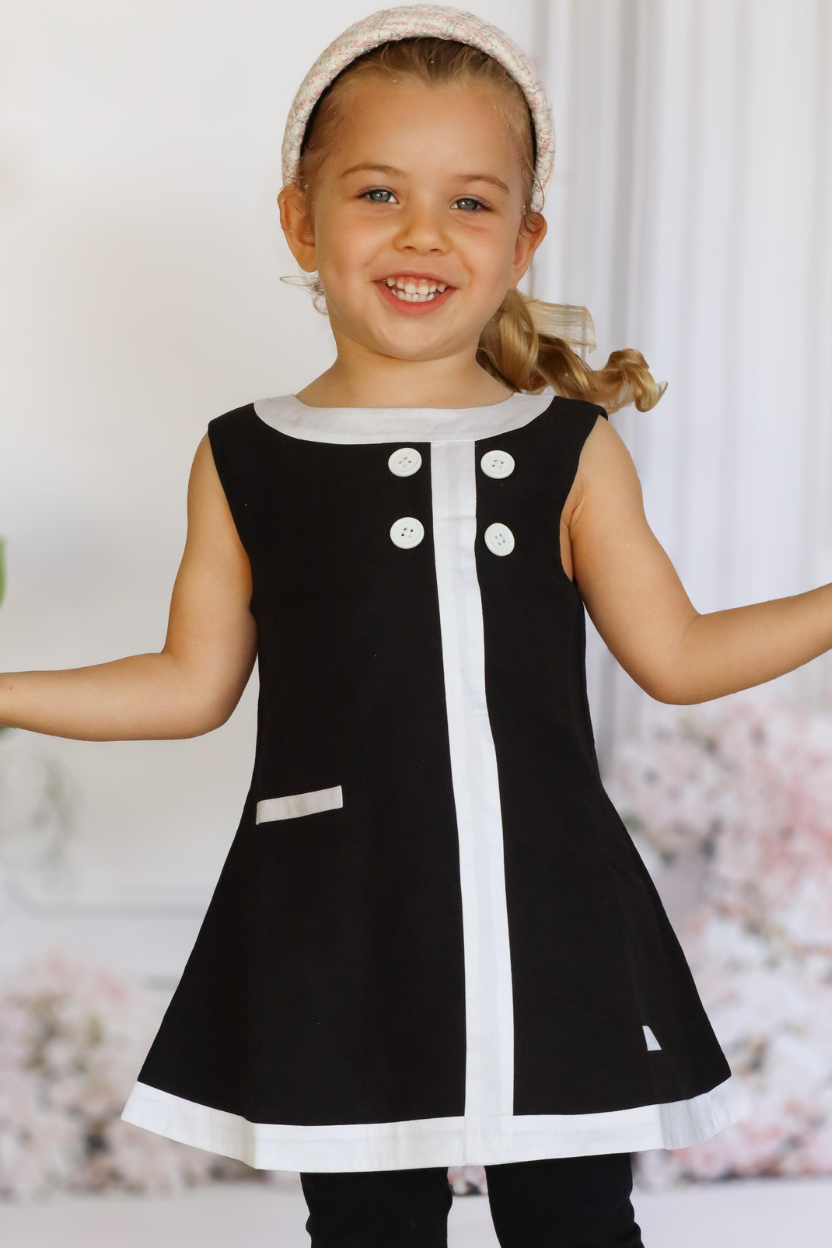 Seaside Sail Girls Linen DRESS