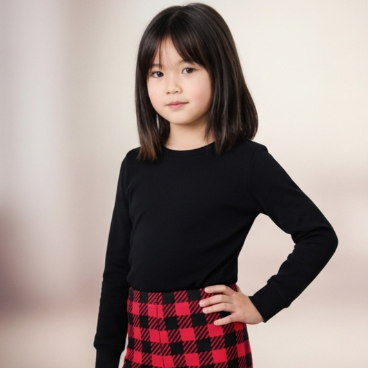 Youth Airlume Combed Ring-Spun Cotton Long Sleeve Tee - BLACK