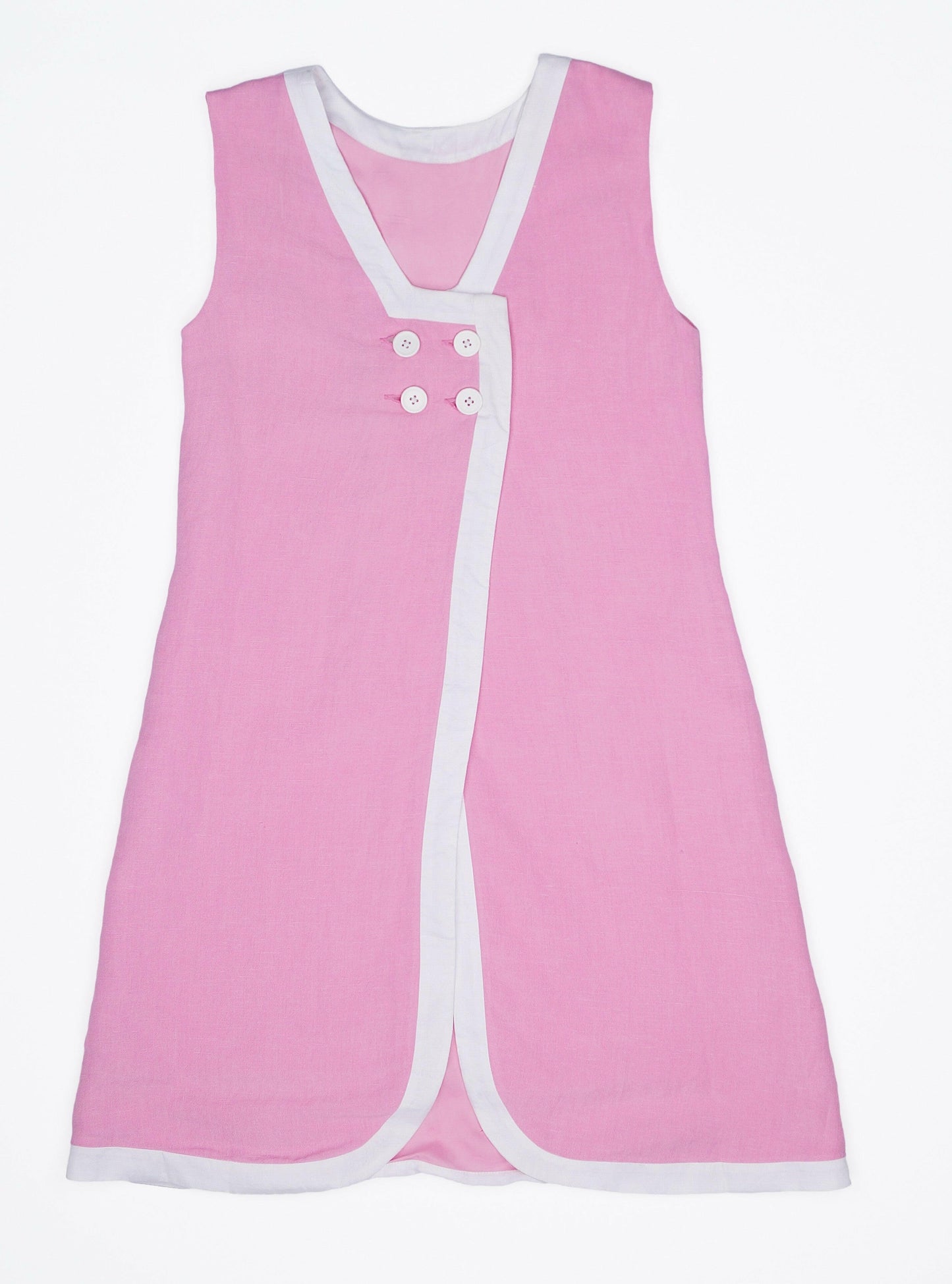 Seaside Sail DRESS - "Cotton Candy Pink" With White Trim