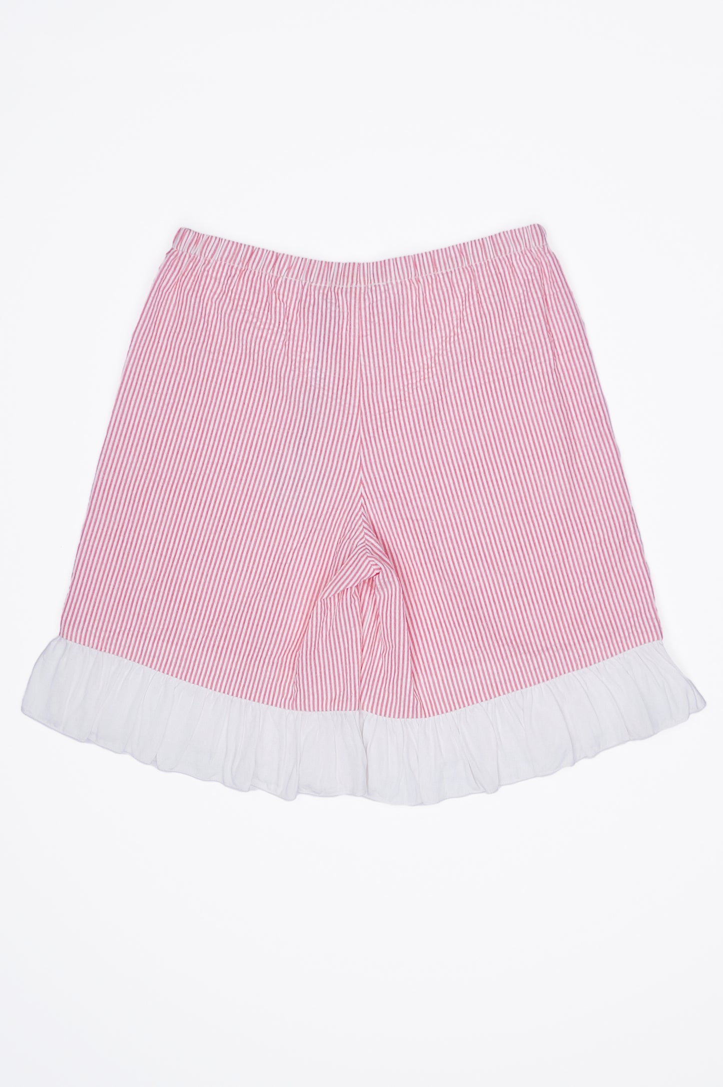 Seaside Stroll Ruffle SHORTS - Beach Rose Seersucker