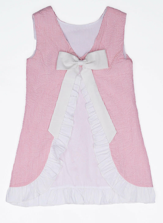 Seaside Stroll Ruffle Back TOP - Beach Rose Seersucker