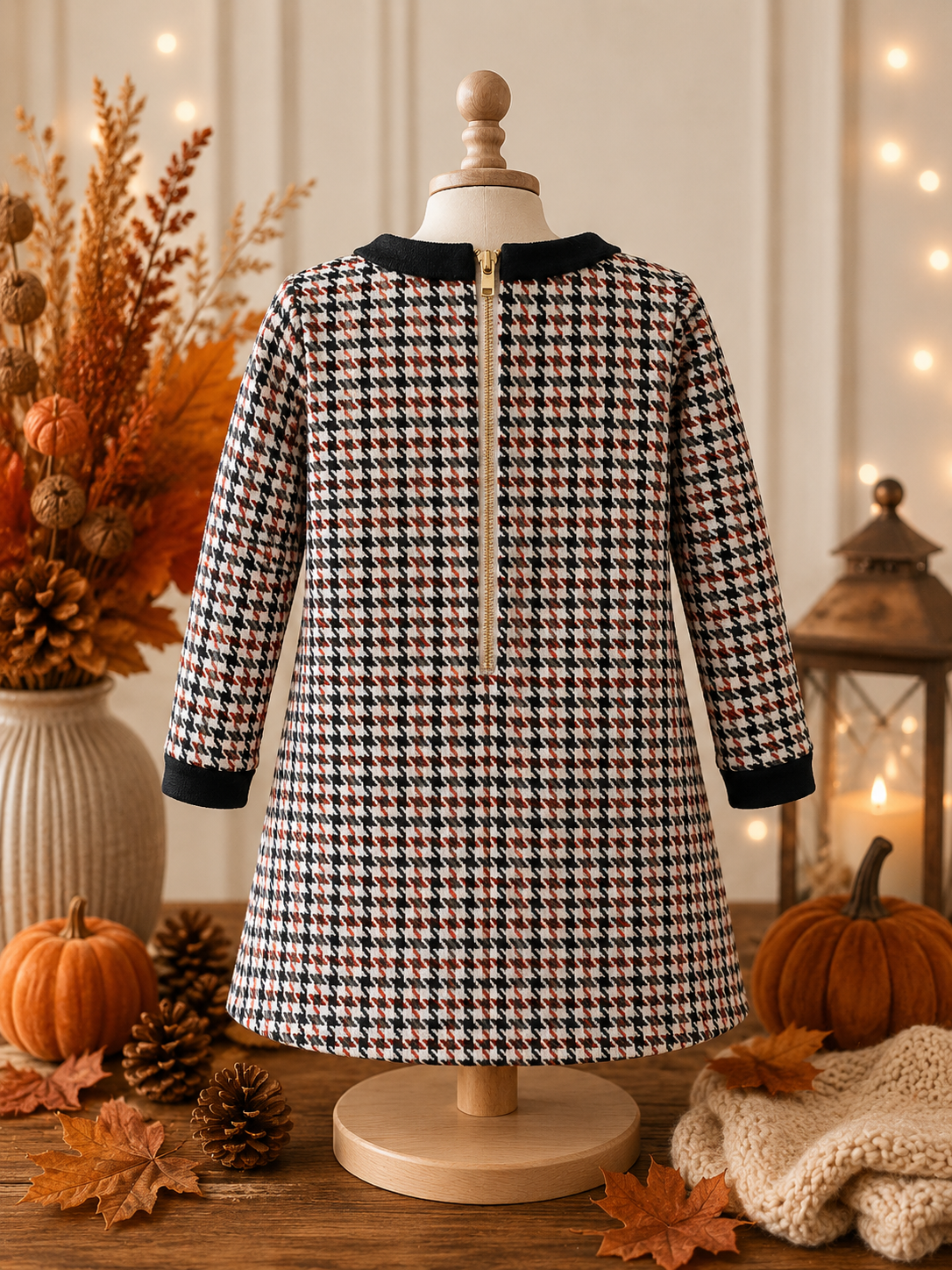 Equestrian Trot Houndstooth Dress