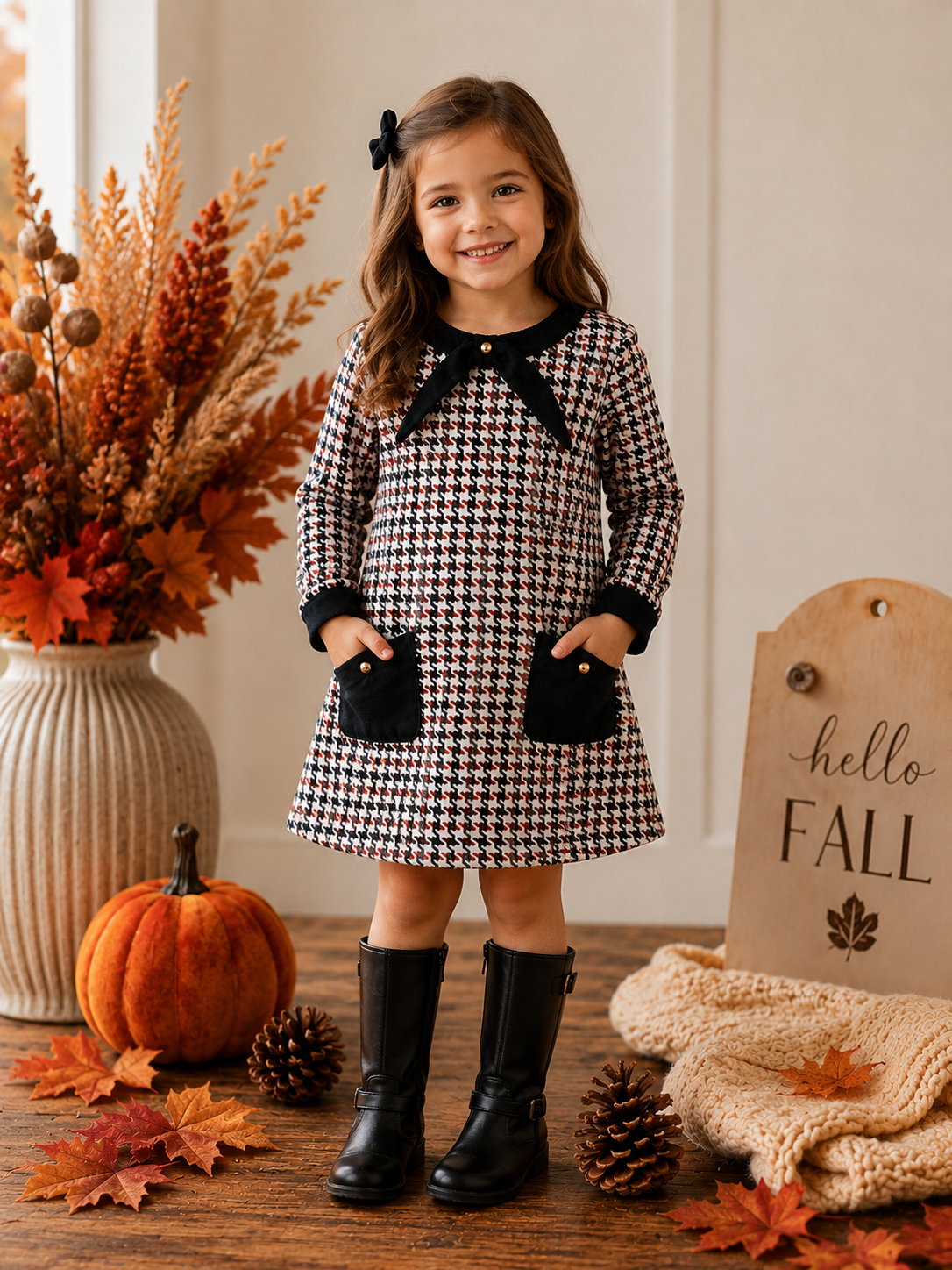 Equestrian Trot Houndstooth Dress