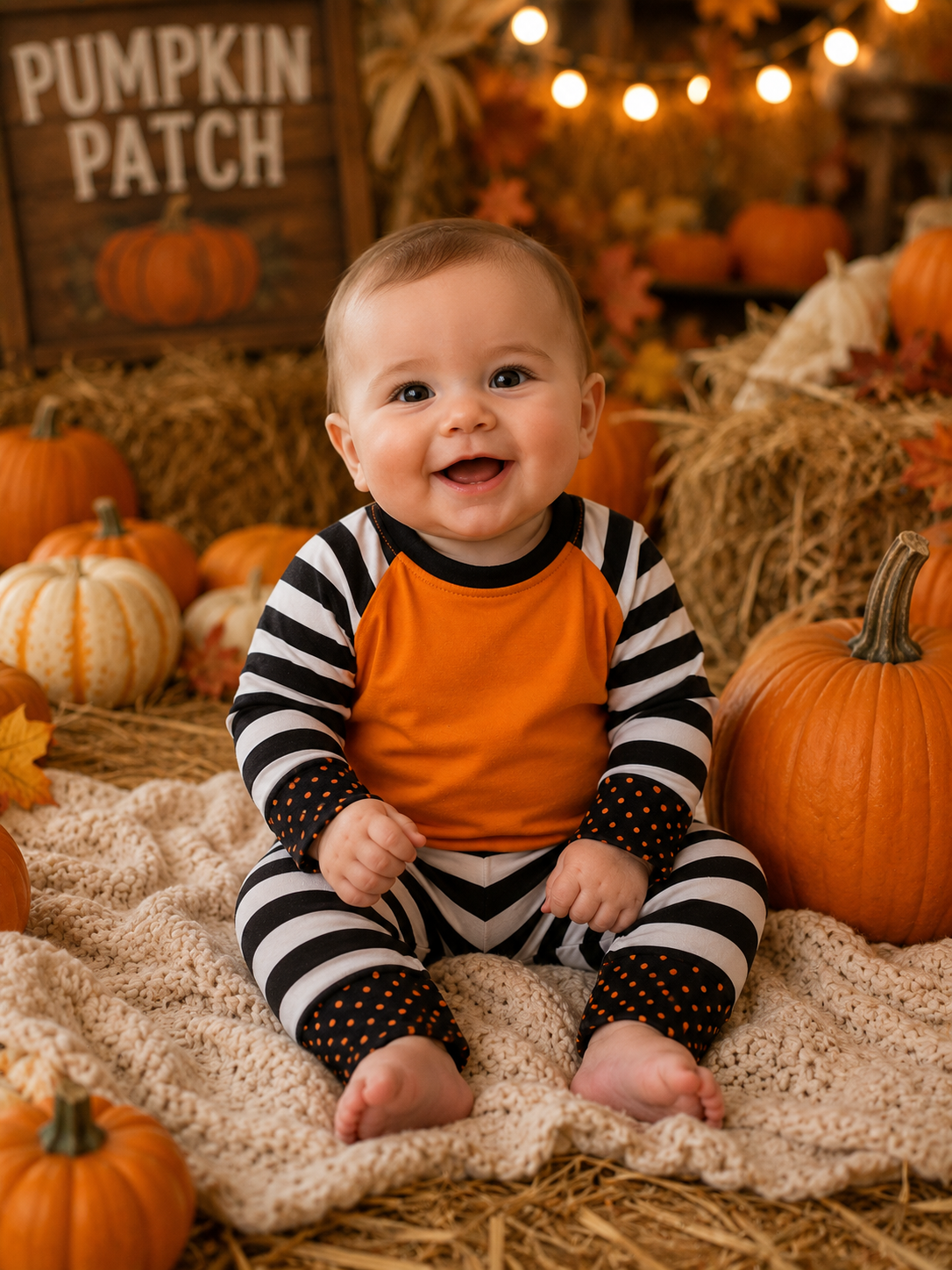 Halloween Stripes & Polka Dots Unisex Pajama Set
