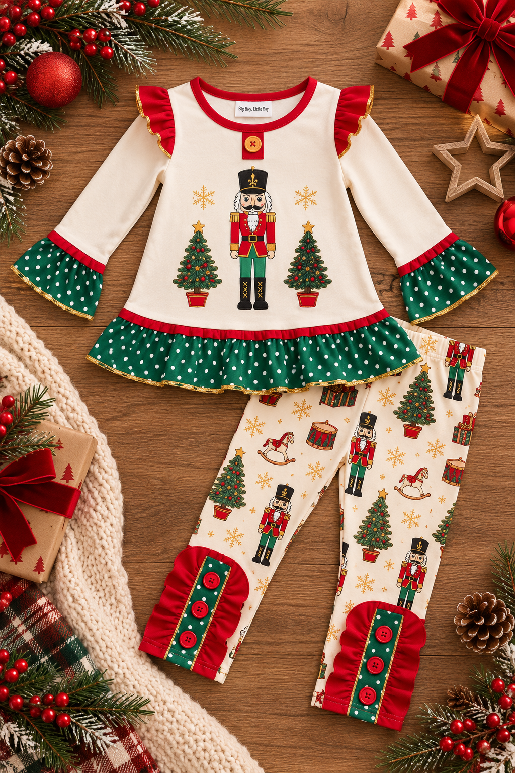 Girls Ivory Nutcracker Holiday Tunic & Legging Set