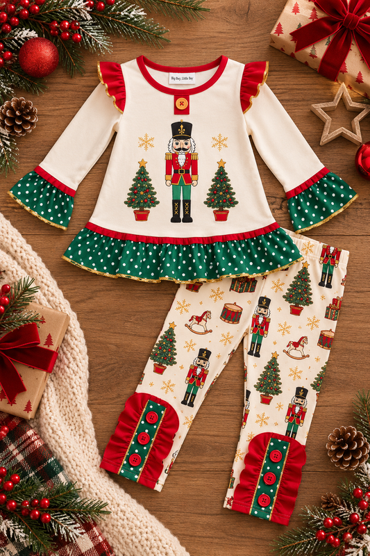 Girls Ivory Nutcracker Holiday Tunic & Legging Set