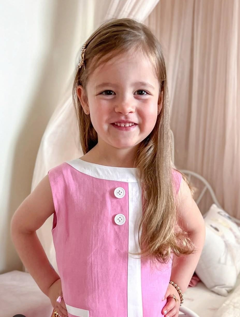 Seaside Sail DRESS - "Cotton Candy Pink" With White Trim