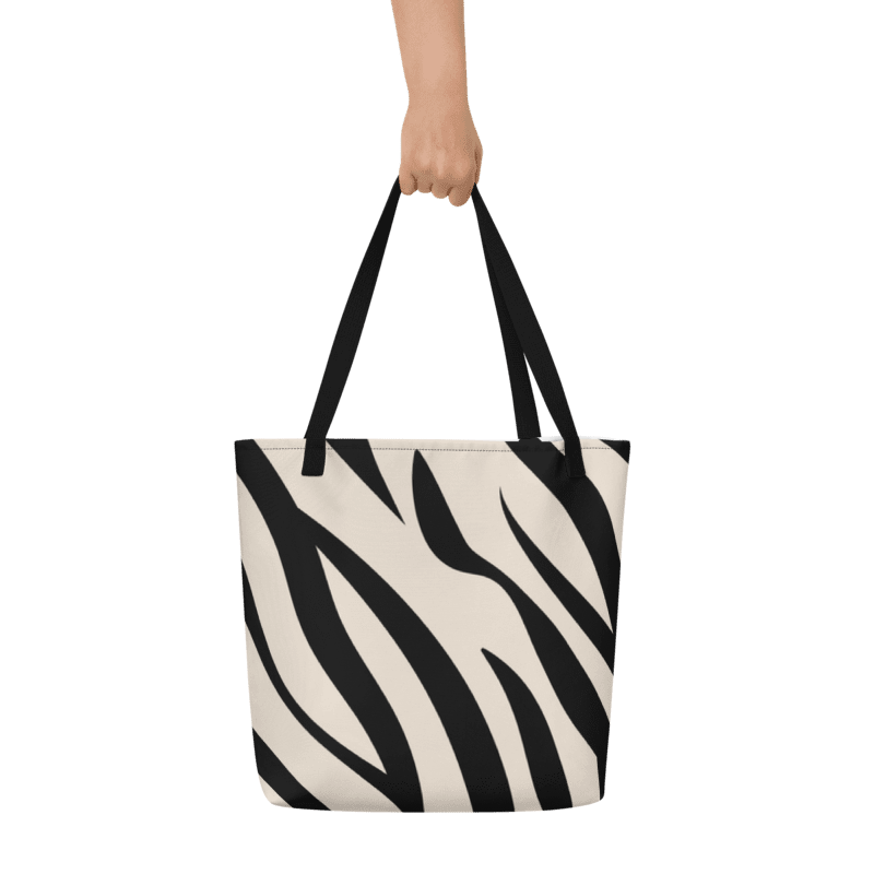 Safari Shore Zebra Print Large Beach Bag