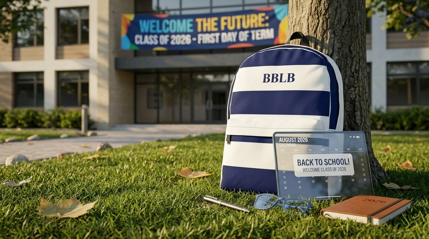 Navy & White Striped Backpack