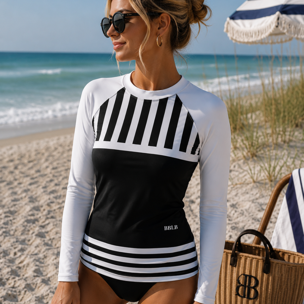 Women's Rash Guard Surf Swim Shirt - Bayside Tuxedo