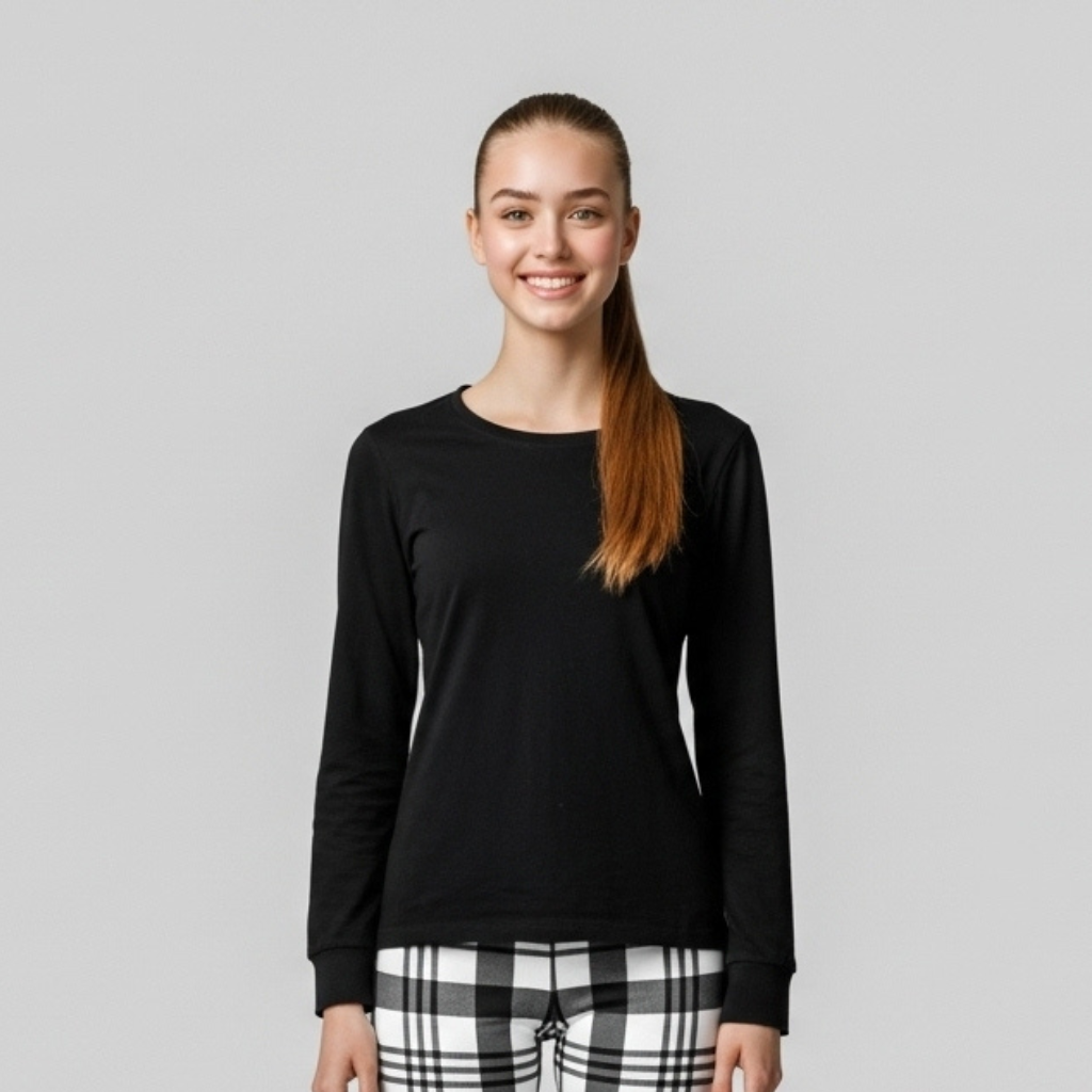 Youth Airlume Combed Ring-Spun Cotton Long Sleeve Tee - BLACK