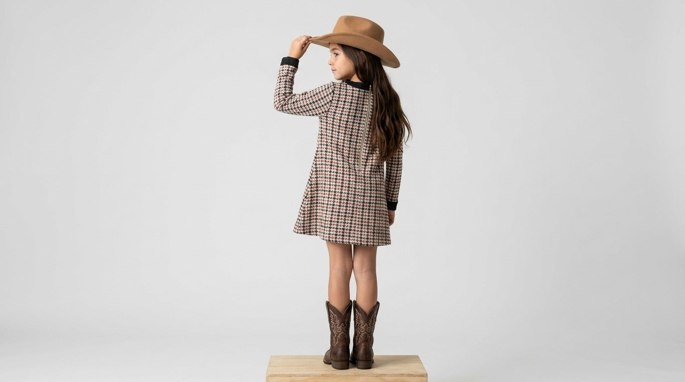 Equestrian Trot Houndstooth Dress