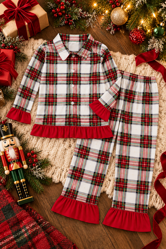 Tween & Women Holiday Heritage Plaid Ruffle Pajamas