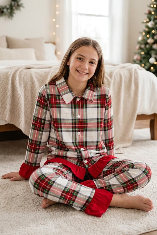 Tween & Women Holiday Heritage Plaid Ruffle Pajamas