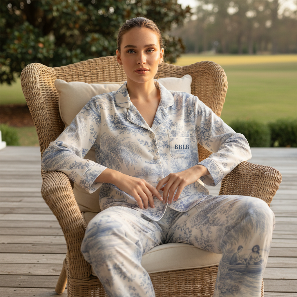 Elegant Toile Women’s Pajama Pants - Luxury Sleepwear