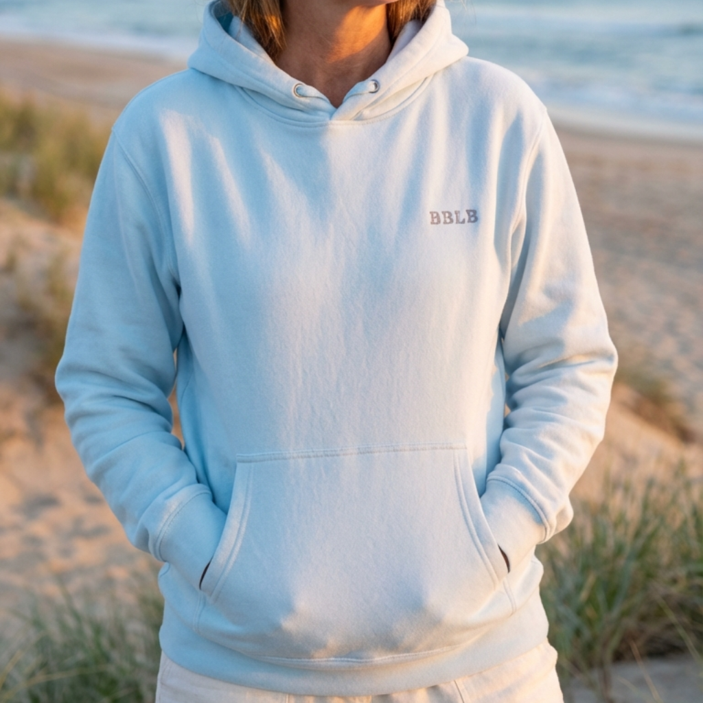 Women’s Luxury Cotton Hoodie – Powder Blue Designer Loungewear