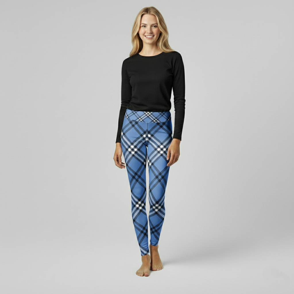 Everyday Women's Leggings - Blue Plaid
