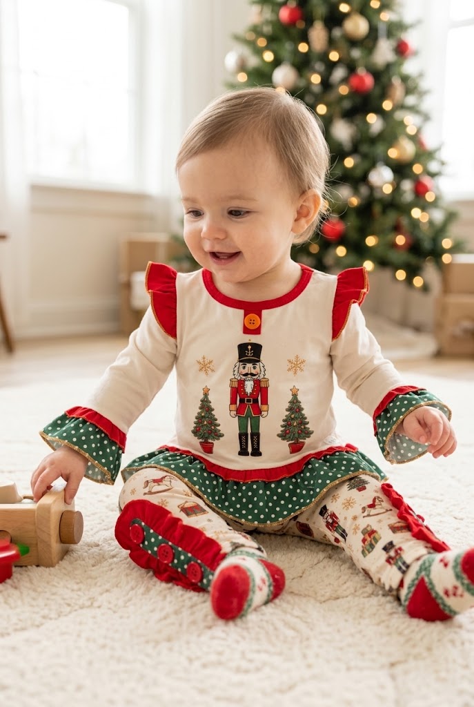 Girls Ivory Nutcracker Holiday Tunic & Legging Set