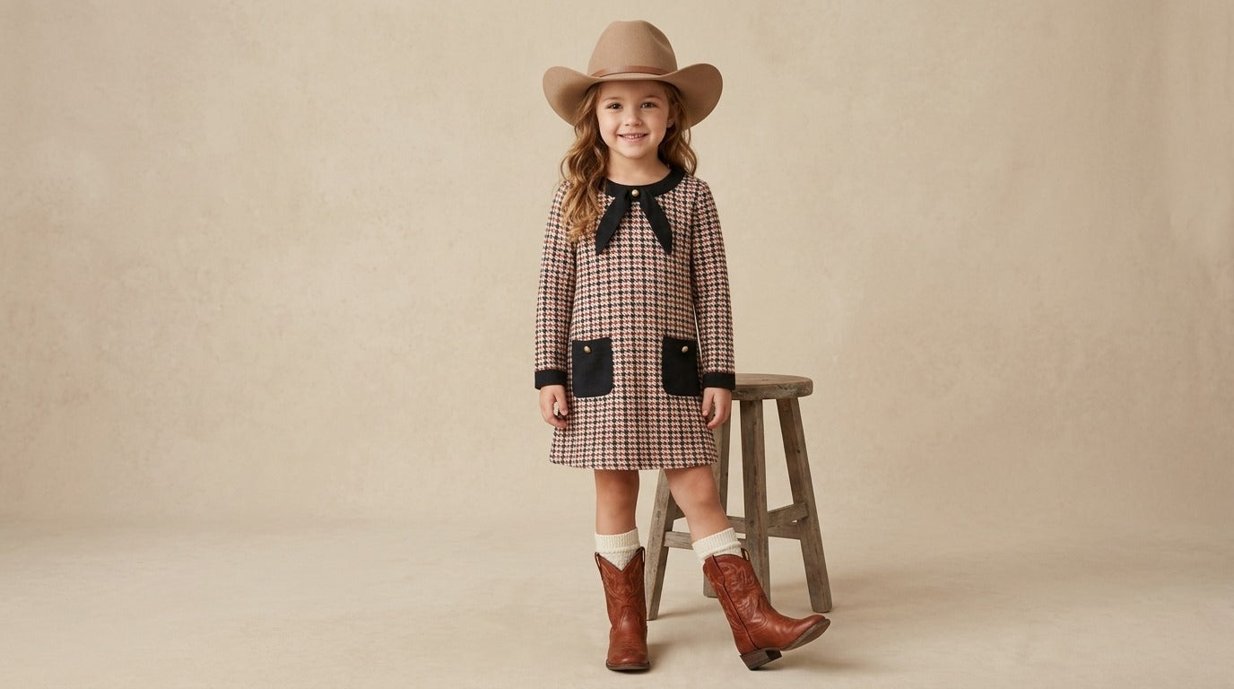 Equestrian Trot Houndstooth Dress