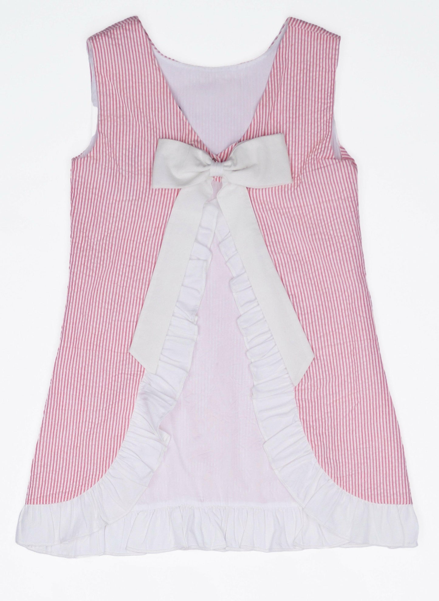 Seaside Stroll Ruffle Back Girls TOP - Beach Rose Seersucker