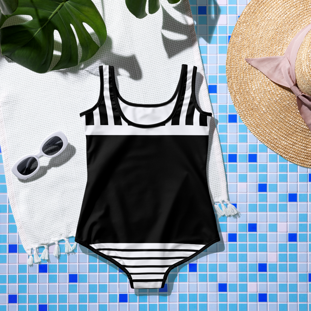 Bayside Tuxedo Women’s Swimsuit – Black and White One-Piece Swimwear